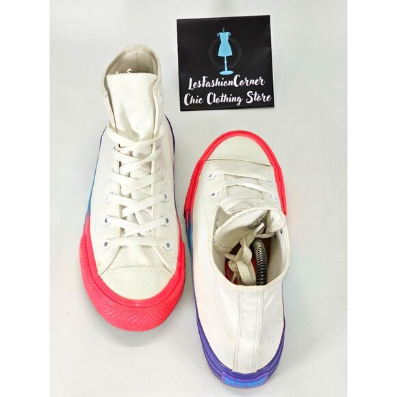 Converse White Cotton Chuck Taylor All Star Rainbow Sneakers Size 6 2043 - Picture 16 of 16